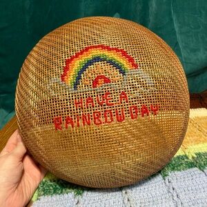 Have a Rainbow Day Vintage Eclectic Bohemian Wall Hanging Basket